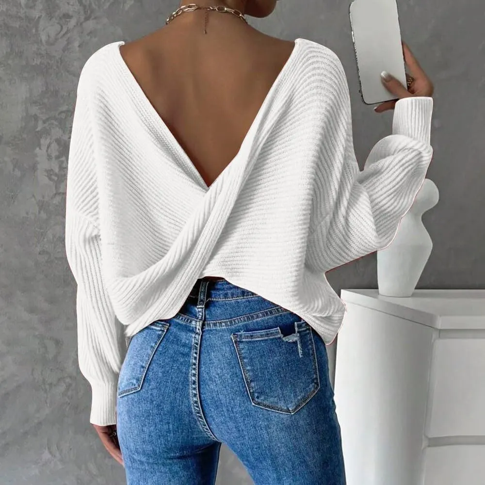 2024 Fall Winter Sweaters for Women Off The Shoulder Sweater Oversized Knit Long Sleeve Sweaters Tunic Tops
