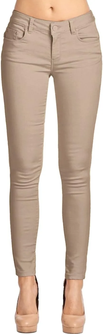 2LUV Women's Stretchy 5 Pocket Skinny Color Uniform Pants
