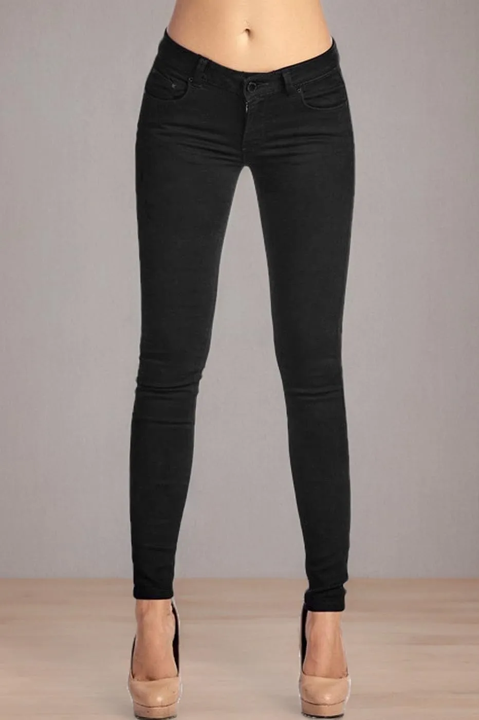2LUV Women's Stretchy 5 Pocket Skinny Color Uniform Pants