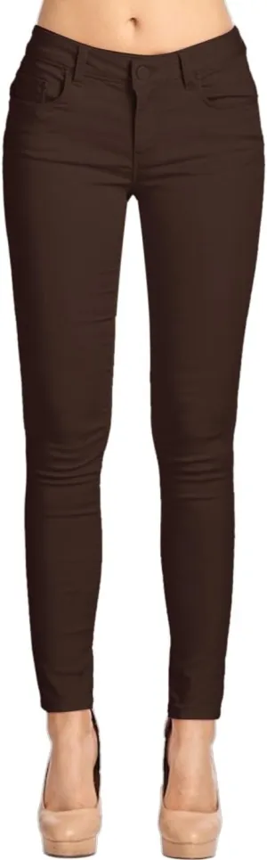 2LUV Women's Stretchy 5 Pocket Skinny Color Uniform Pants