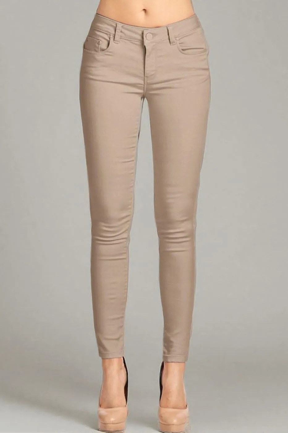 2LUV Women's Stretchy 5 Pocket Skinny Color Uniform Pants