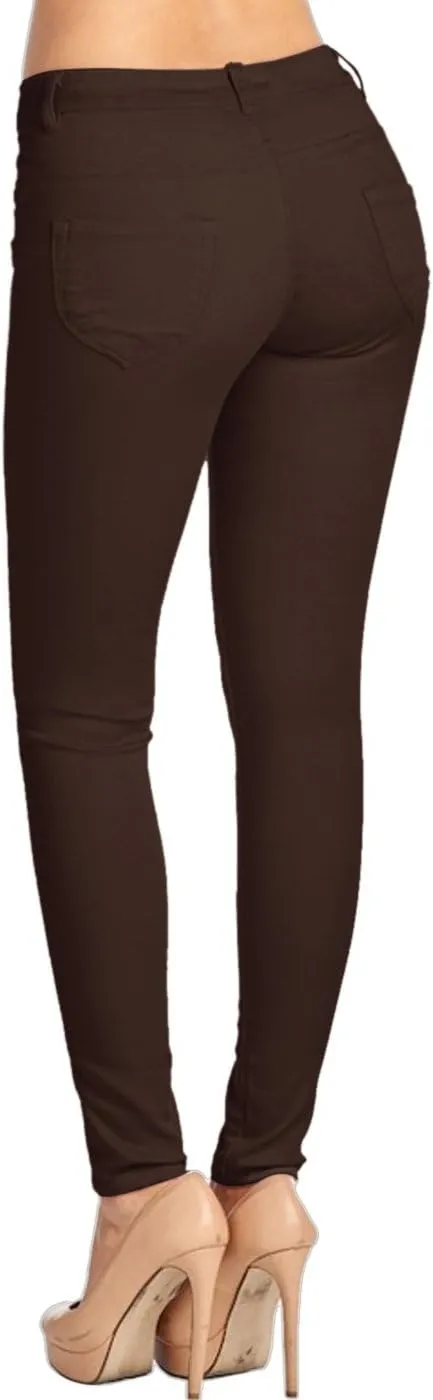 2LUV Women's Stretchy 5 Pocket Skinny Color Uniform Pants