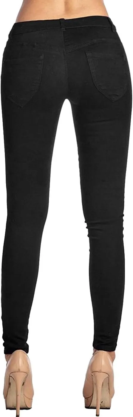 2LUV Women's Stretchy 5 Pocket Skinny Color Uniform Pants