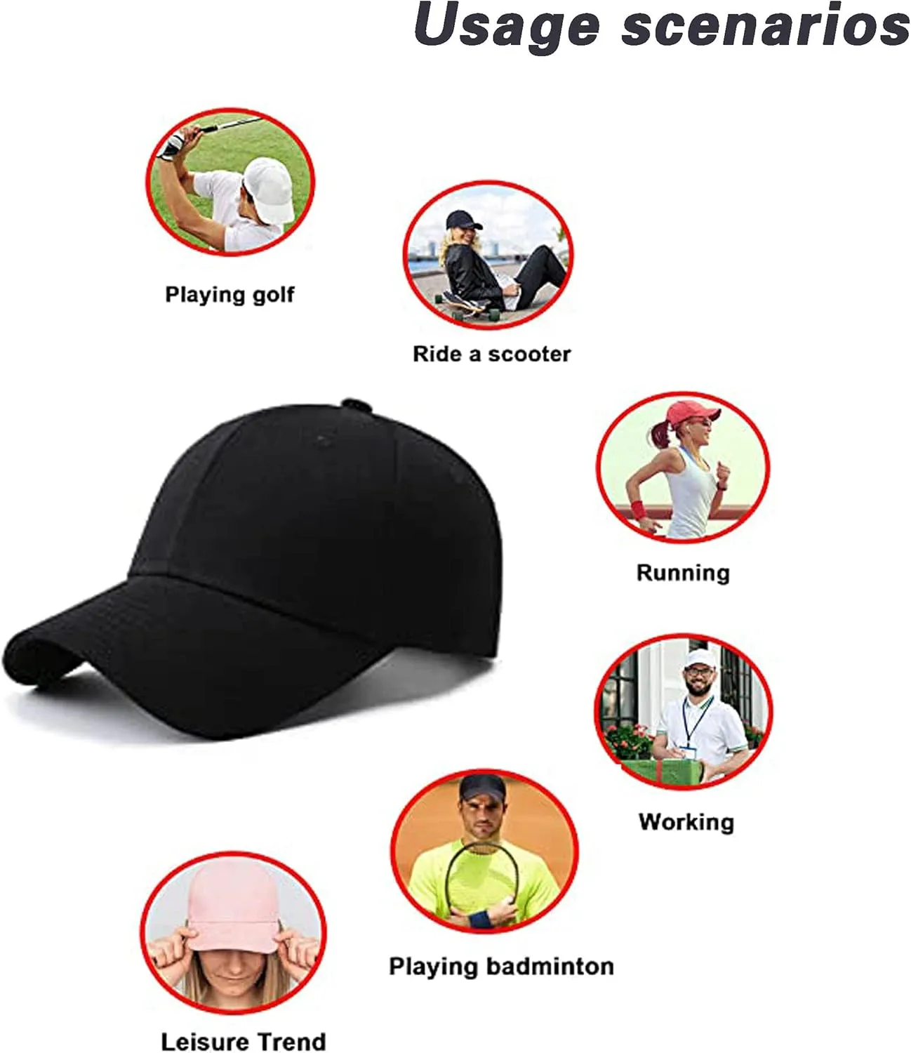 3 Pack Plain Cotton Strapback Baseball Hat Adjustable Low Profile Blank Team Ball Caps for Men Women