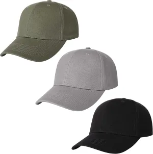 3 Pack Plain Cotton Strapback Baseball Hat Adjustable Low Profile Blank Team Ball Caps for Men Women