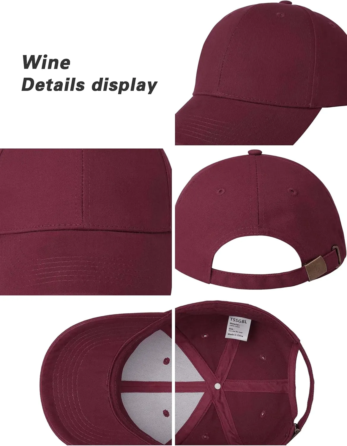 3 Pack Plain Cotton Strapback Baseball Hat Adjustable Low Profile Blank Team Ball Caps for Men Women