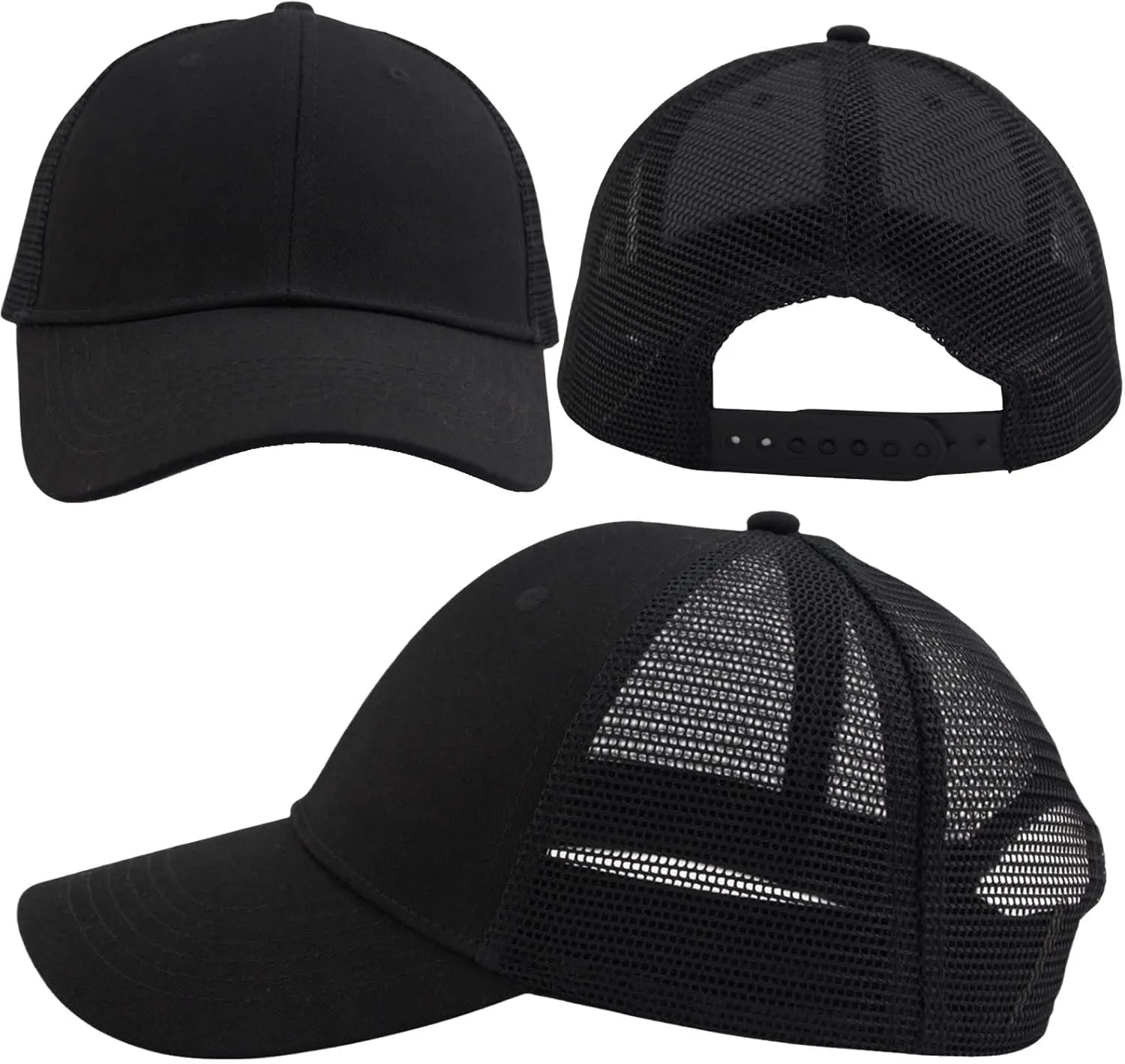 3 Pack Plain Cotton Strapback Baseball Hat Adjustable Low Profile Blank Team Ball Caps for Men Women