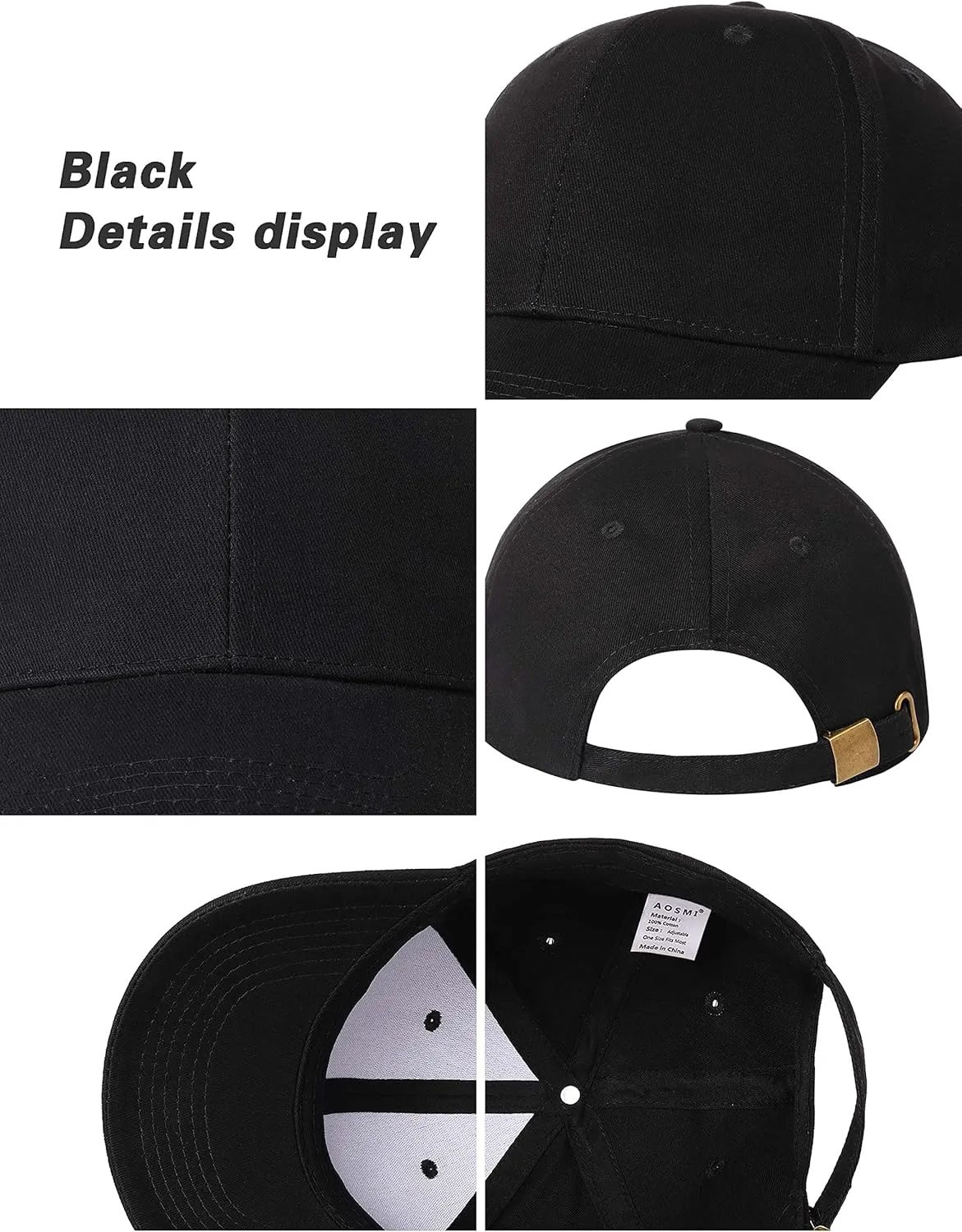 3 Pack Plain Cotton Strapback Baseball Hat Adjustable Low Profile Blank Team Ball Caps for Men Women