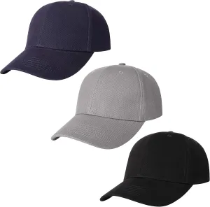 3 Pack Plain Cotton Strapback Baseball Hat Adjustable Low Profile Blank Team Ball Caps for Men Women