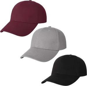 3 Pack Plain Cotton Strapback Baseball Hat Adjustable Low Profile Blank Team Ball Caps for Men Women