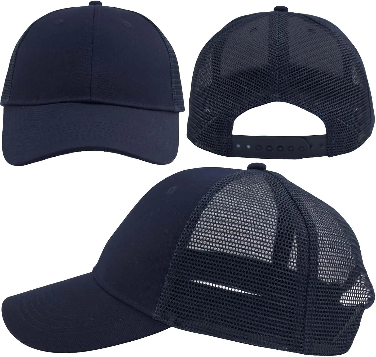 3 Pack Plain Cotton Strapback Baseball Hat Adjustable Low Profile Blank Team Ball Caps for Men Women