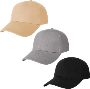 3 Pack Plain Cotton Strapback Baseball Hat Adjustable Low Profile Blank Team Ball Caps for Men Women