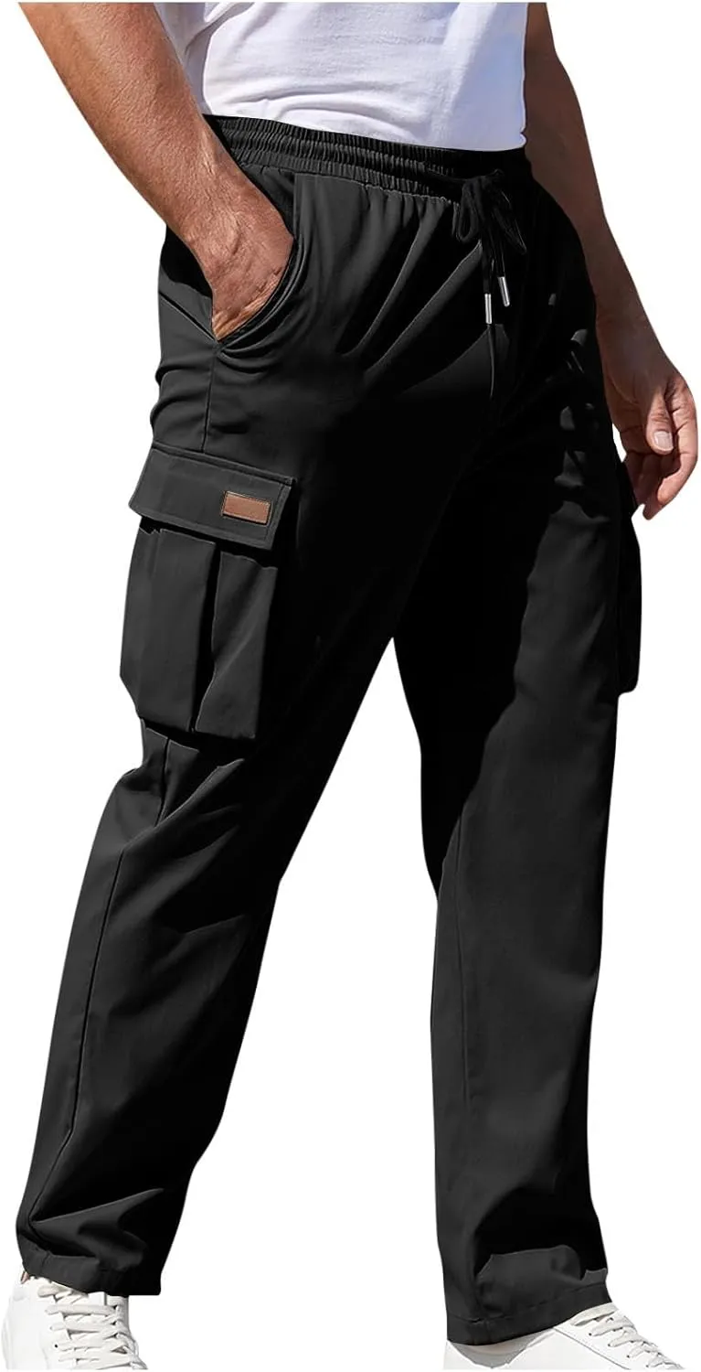Alalaso Men's Cargo Pants Relaxed Fit with Buttoned Ankle Cuffs and Water Resistant