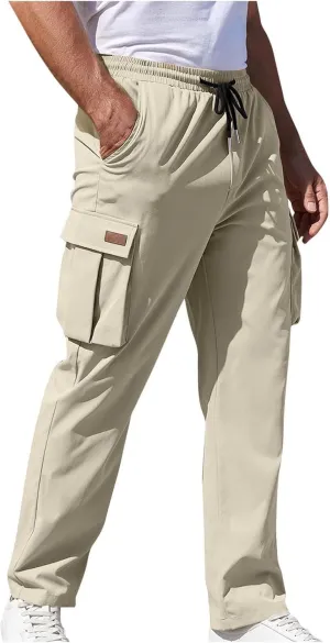 Alalaso Men's Cargo Pants Relaxed Fit with Buttoned Ankle Cuffs and Water Resistant