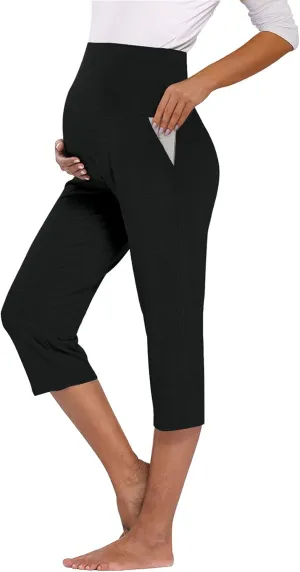 AMPOSH Women's Maternity Capri Pants Stretchy Lounge Pants Comfortable Pregnancy Shorts