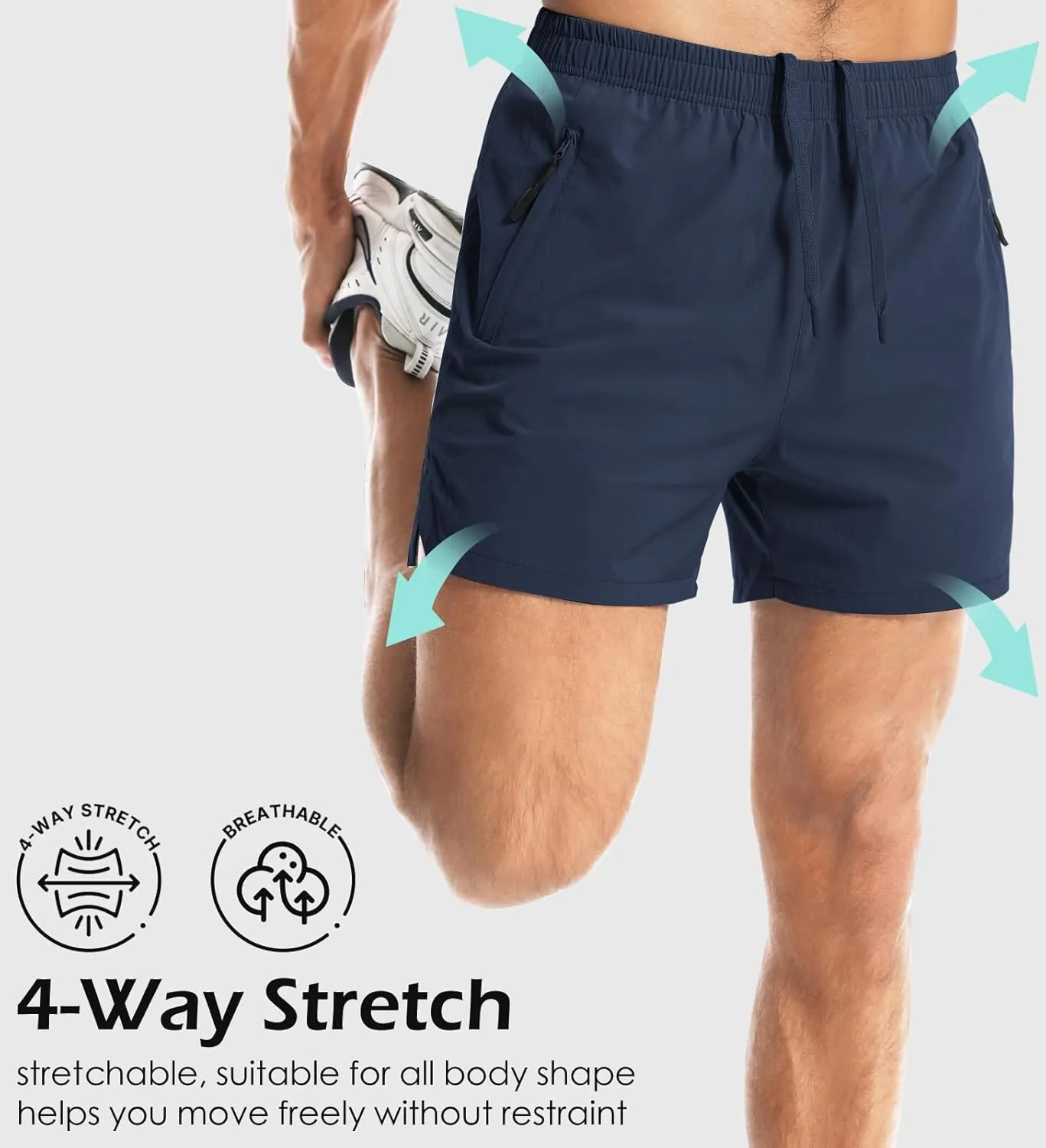 Aolesy Men's Gym Shorts Linerless & Liner - 5" Quick Dry Workout Running Shorts with Zip Pockets Sports Athletic Shorts