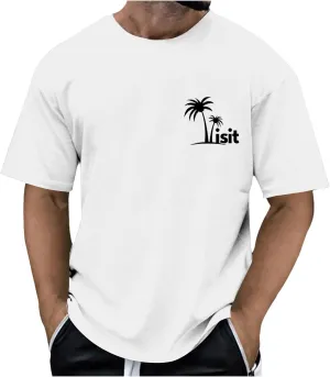 Big and Tall T-Shirts for Man Oversized Tropical Palm Print Tee Shirts Lightweight Quick Dry Summer Beach T Shirt