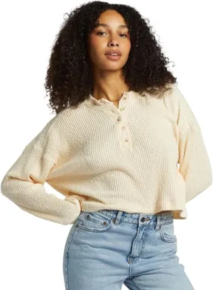 Billabong Good Catch Henley Women's T-Shirt - Oversized T Shirts Crewneck - Long Sleeve Oversized T-Shirt