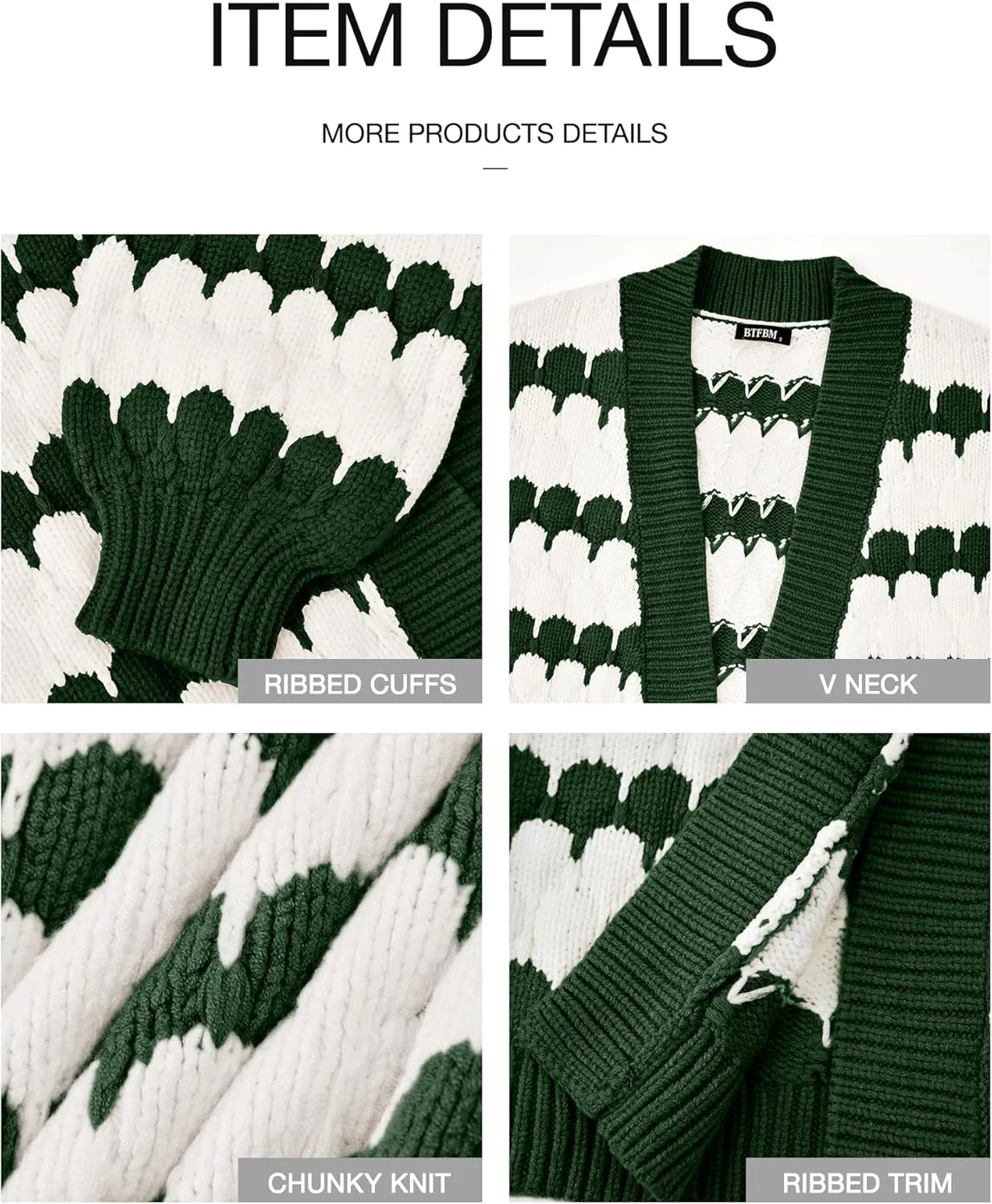 BTFBM Womens Open Front Cardigan Sweater 2024 Fall Winter Long Sleeve Loose Color Block Chunky Cable Knit Outerwear Coat