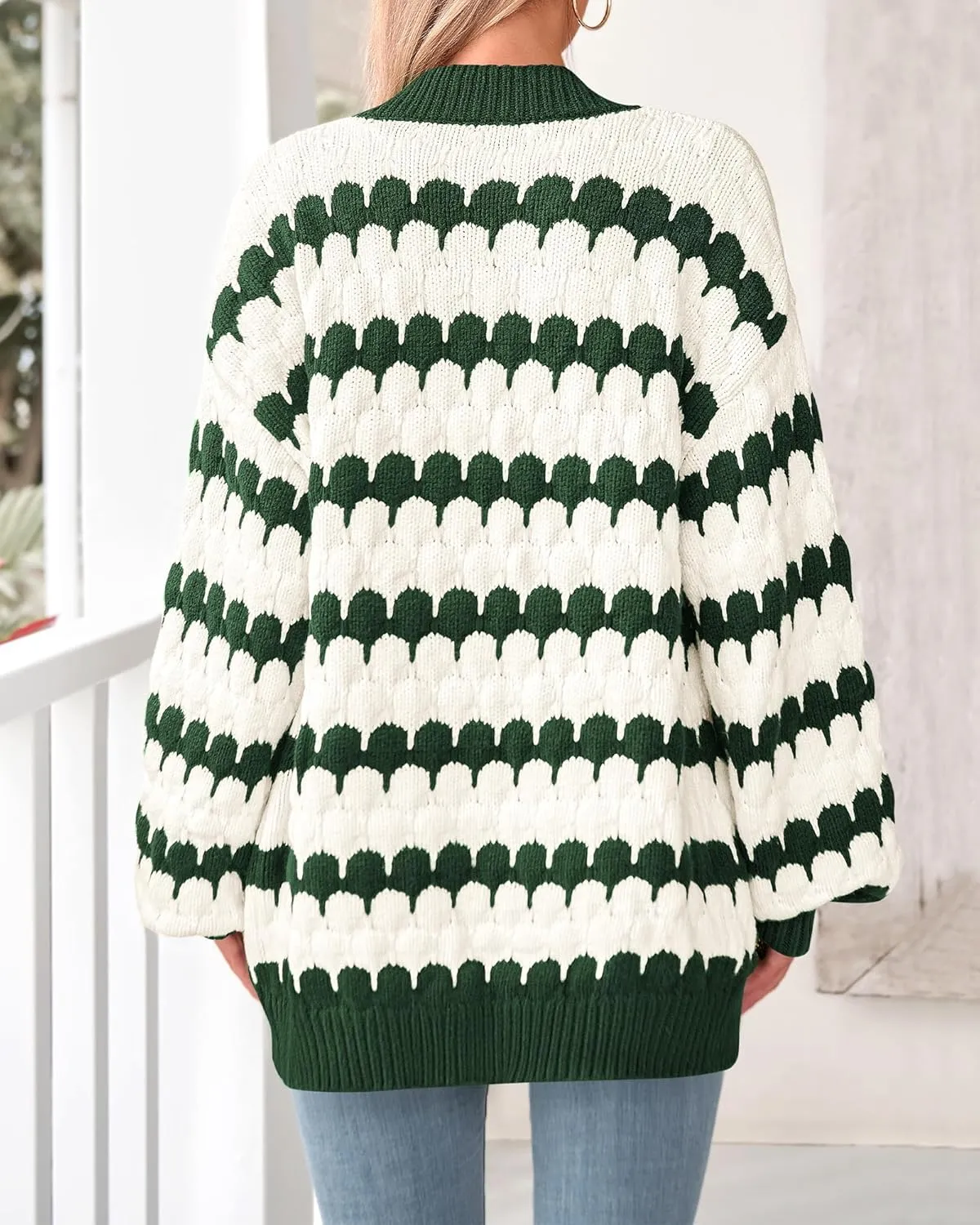 BTFBM Womens Open Front Cardigan Sweater 2024 Fall Winter Long Sleeve Loose Color Block Chunky Cable Knit Outerwear Coat