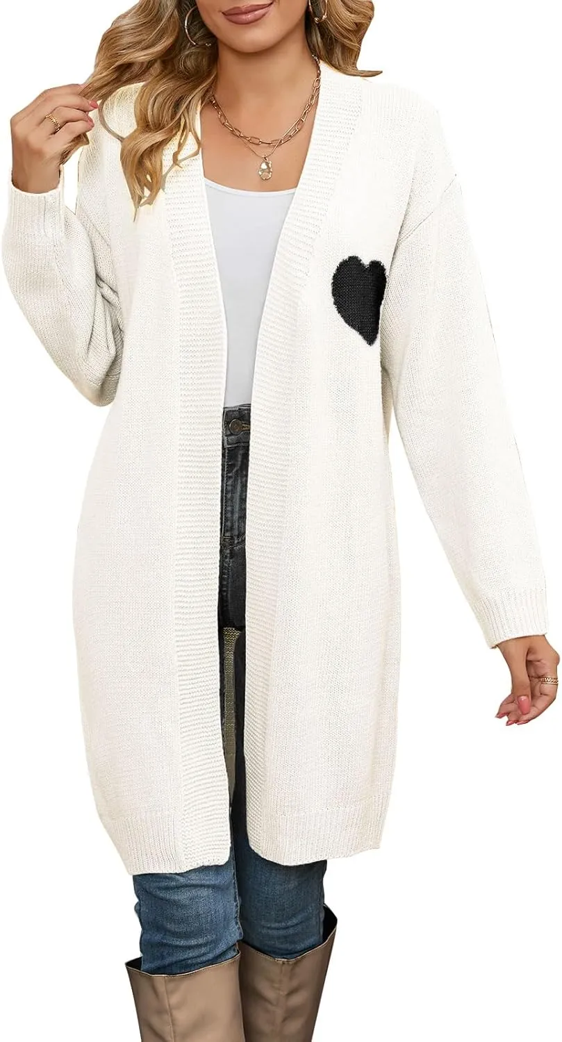 Cardigan Sweaters for Women Cute Loose Open Front Long Sleeve Cardigans Coat Outwear