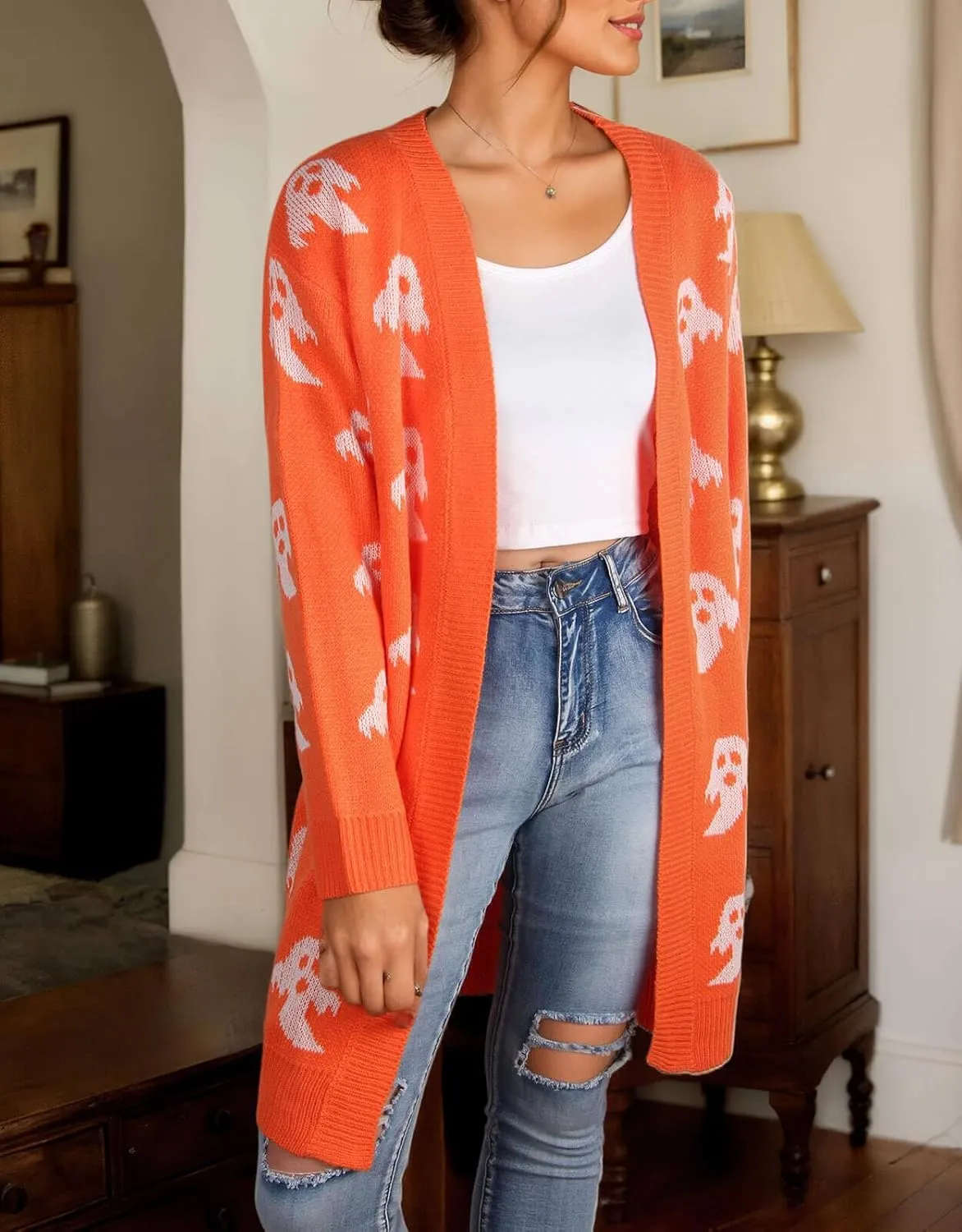 Cardigan Sweaters for Women Cute Loose Open Front Long Sleeve Cardigans Coat Outwear