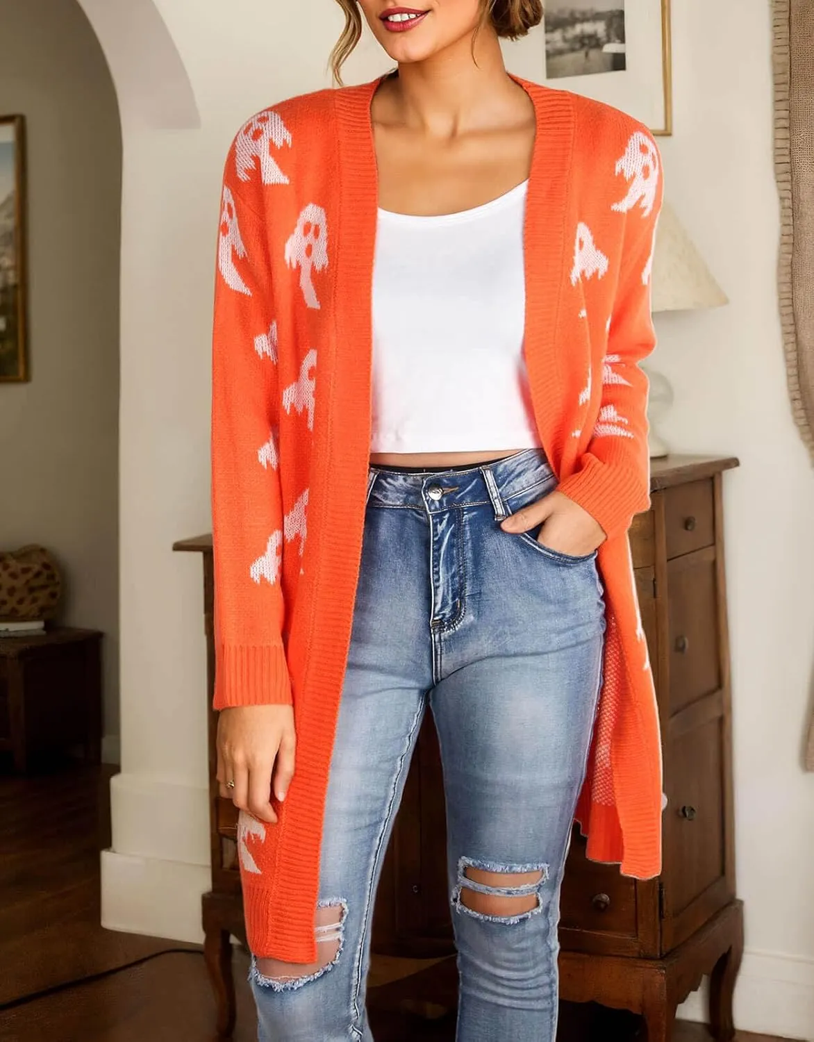 Cardigan Sweaters for Women Cute Loose Open Front Long Sleeve Cardigans Coat Outwear