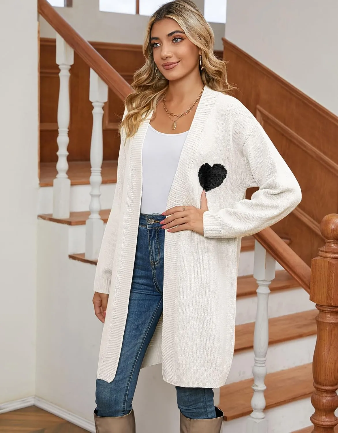 Cardigan Sweaters for Women Cute Loose Open Front Long Sleeve Cardigans Coat Outwear