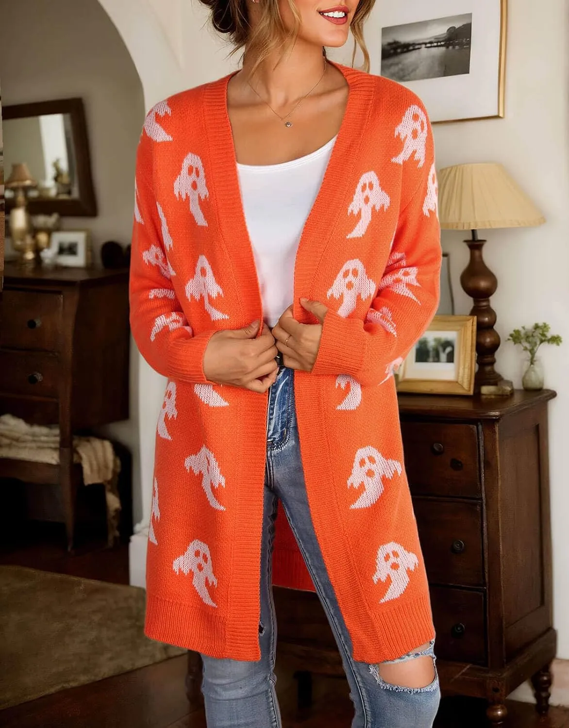 Cardigan Sweaters for Women Cute Loose Open Front Long Sleeve Cardigans Coat Outwear