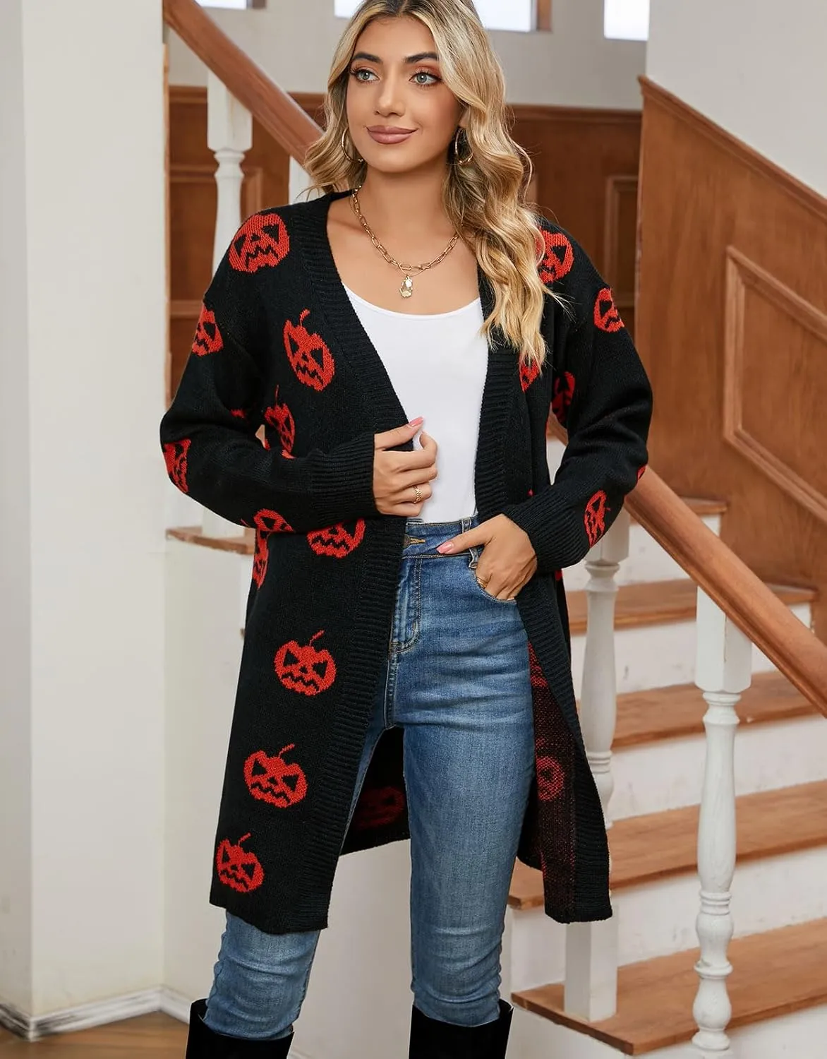 Cardigan Sweaters for Women Cute Loose Open Front Long Sleeve Cardigans Coat Outwear