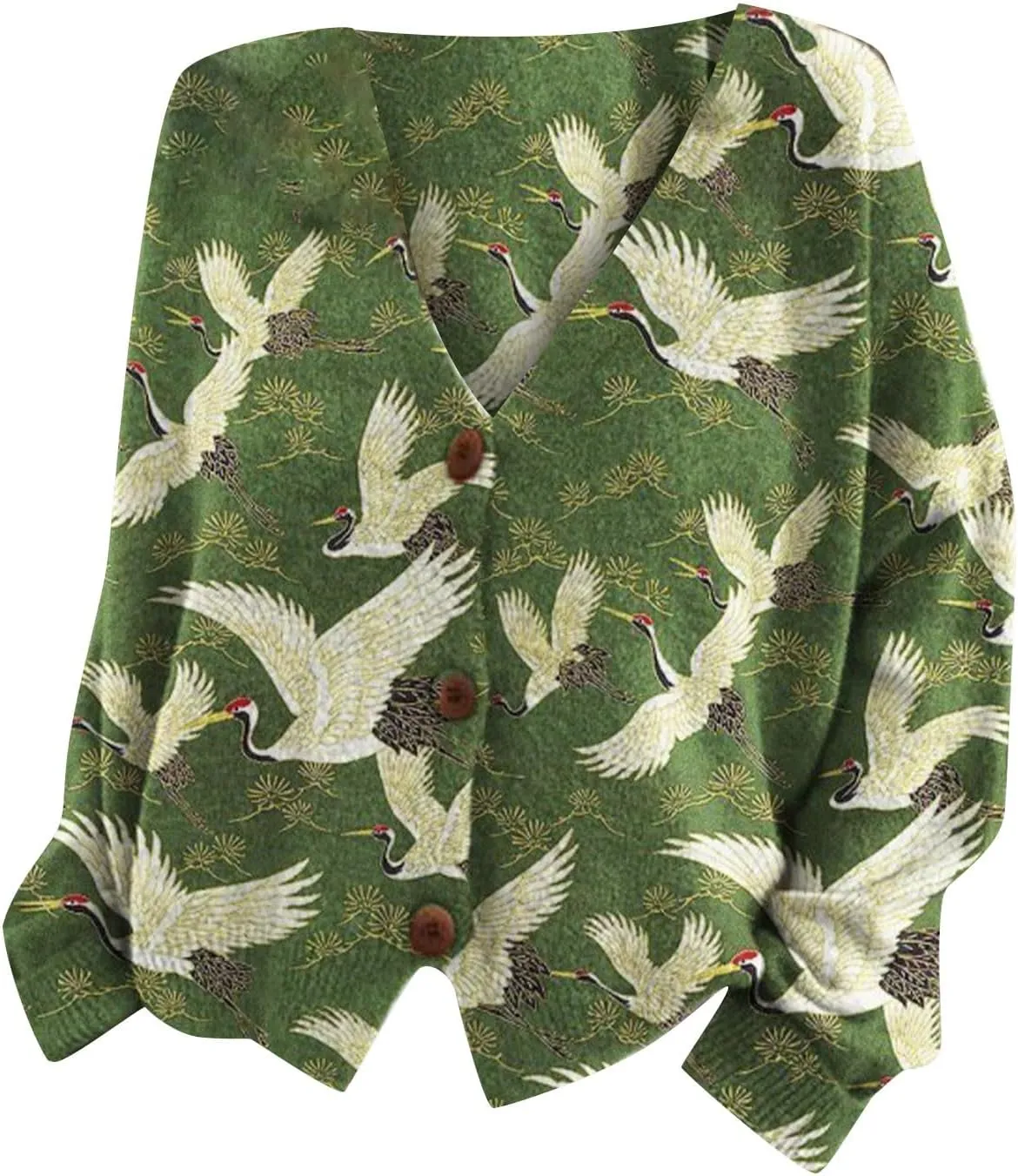 Cardigan Sweaters for Women Fall Casual Floral Printed Long Sleeve Button V-Neck Open Front Lightweight Loose Outwear