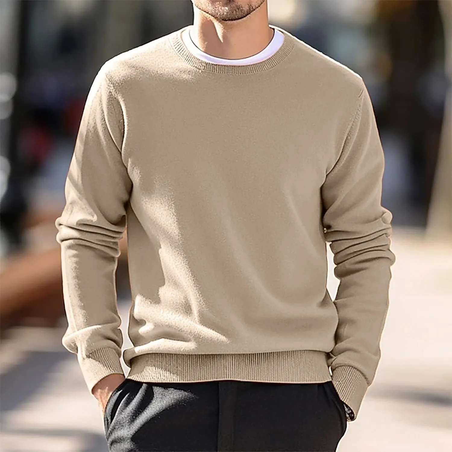 Cashmere Sweaters for Men, Men's Cashmere Sweater Warm Pullovers Crewneck Knit Winter Tops Male Knitwear Jumpers