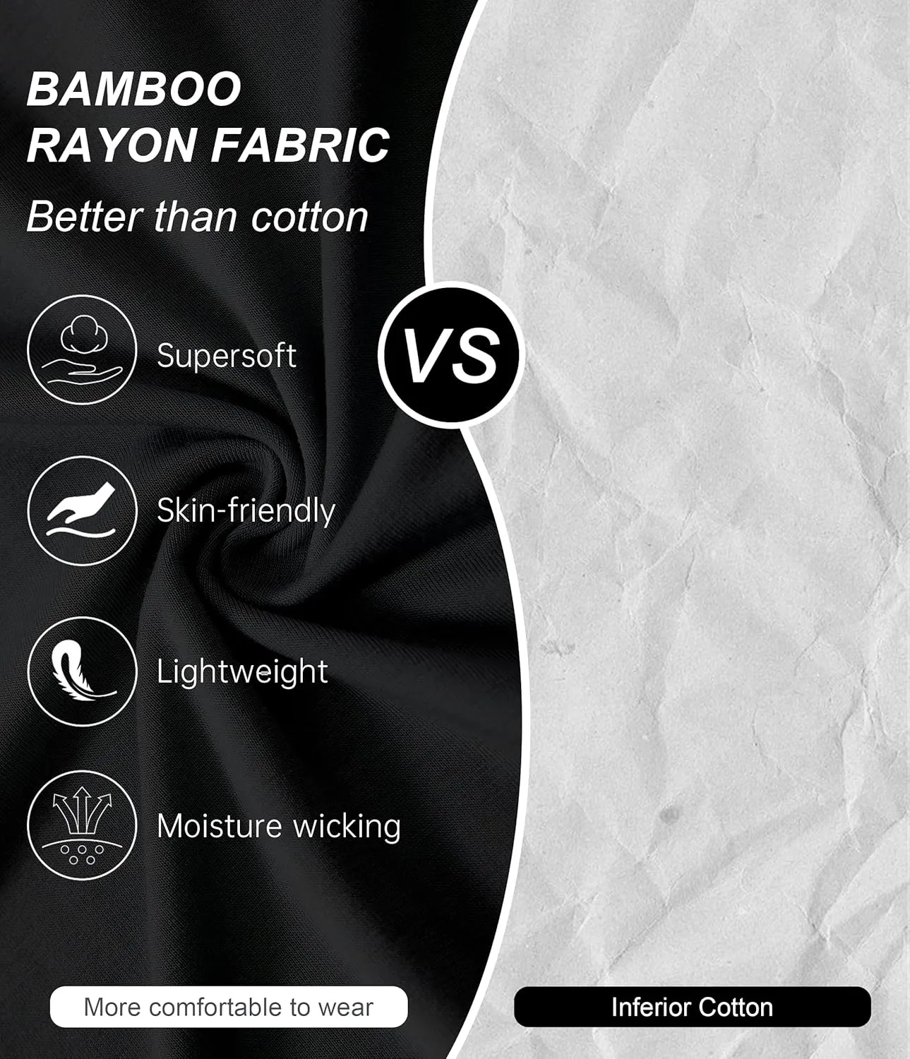 CF Men's Undershirts Bamboo Rayon Moisture Wicking T-Shirts Short Sleeve Crewneck Tees for Men Slim Fit T-Shirts 3 or 5 Pack