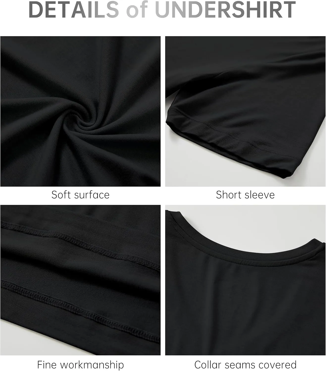 CF Men's Undershirts Bamboo Rayon Moisture Wicking T-Shirts Short Sleeve Crewneck Tees for Men Slim Fit T-Shirts 3 or 5 Pack