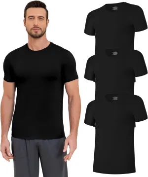 CF Men's Undershirts Bamboo Rayon Moisture Wicking T-Shirts Short Sleeve Crewneck Tees for Men Slim Fit T-Shirts 3 or 5 Pack
