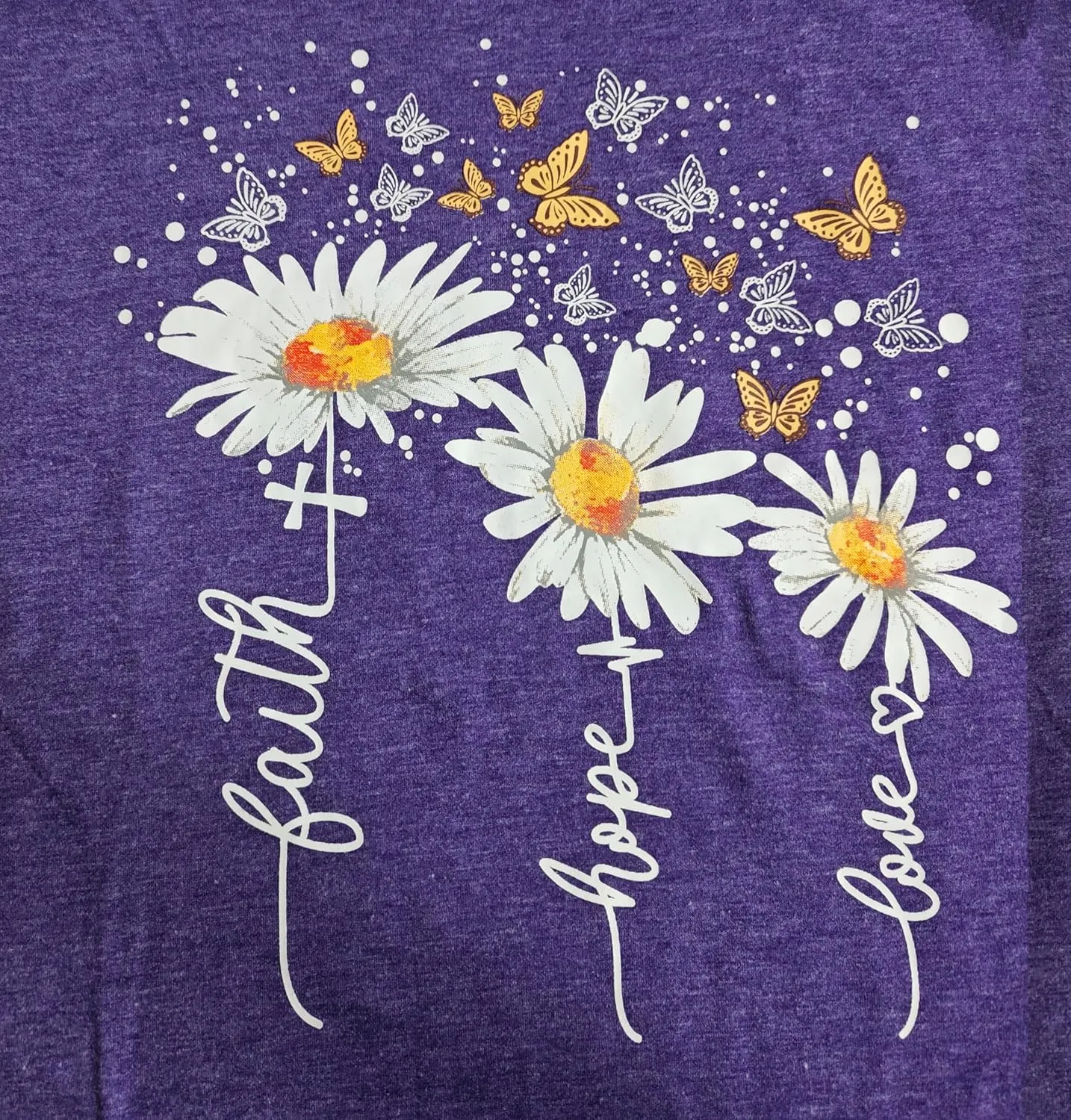 Christian Faith Shirts for Women Butterfly Daisy Graphic Casual T Shirts