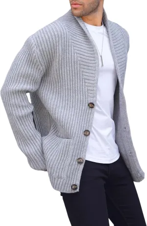 Chunky Knit Sweater,Cable Knit Cardigan Button Down V Neck Ribbed Knitted Cardigans