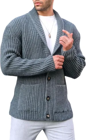 Chunky Knit Sweater,Cable Knit Cardigan Button Down V Neck Ribbed Knitted Cardigans