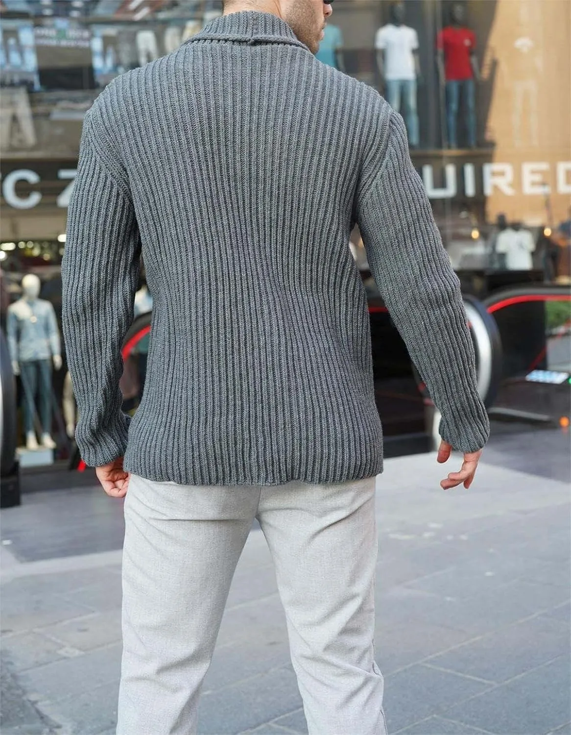 Chunky Knit Sweater,Cable Knit Cardigan Button Down V Neck Ribbed Knitted Cardigans