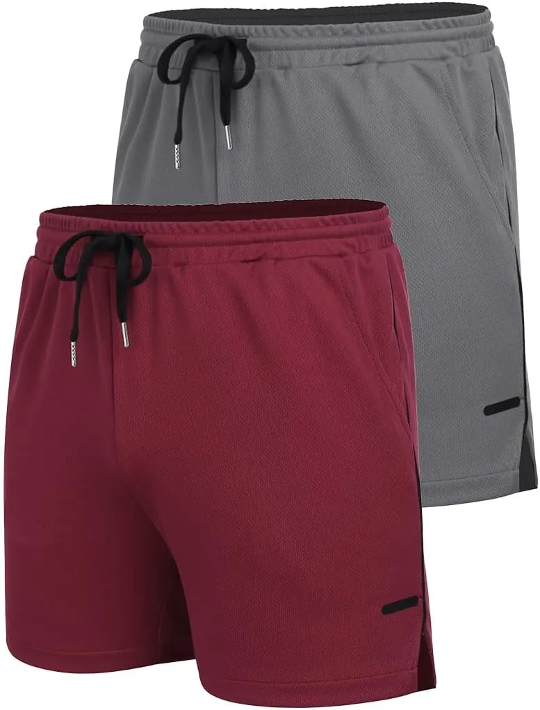 COOFANDY Men's 2 Pack Gym Workout Shorts Quick Dry Athletic Shorts 5 Inch Lightweight Sports Running Shorts with Pockets