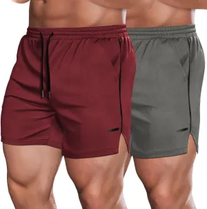 COOFANDY Men's 2 Pack Gym Workout Shorts Quick Dry Athletic Shorts 5 Inch Lightweight Sports Running Shorts with Pockets