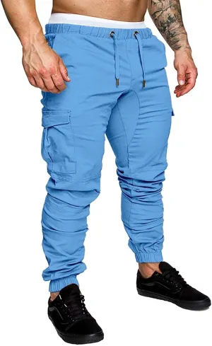 CRNTCEM Mens Slim Fit Jogging Cargo Pants Tapered Leg Casual Work Chino Pants Slim Fit Fitness Gym Bodybuilding Sweatpants