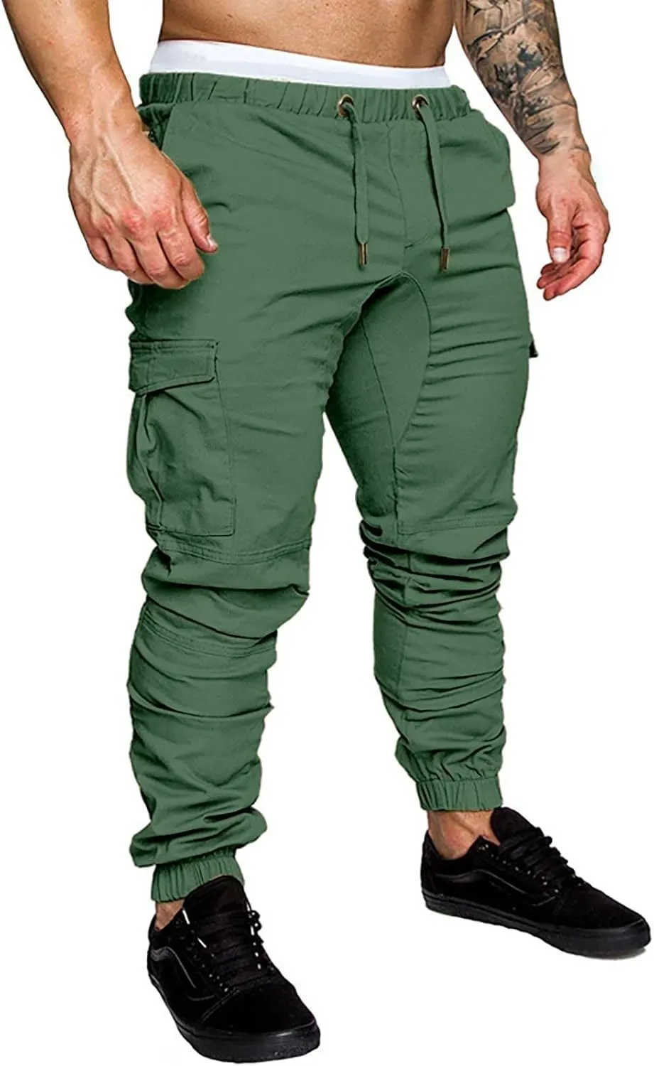 CRNTCEM Mens Slim Fit Jogging Cargo Pants Tapered Leg Casual Work Chino Pants Slim Fit Fitness Gym Bodybuilding Sweatpants
