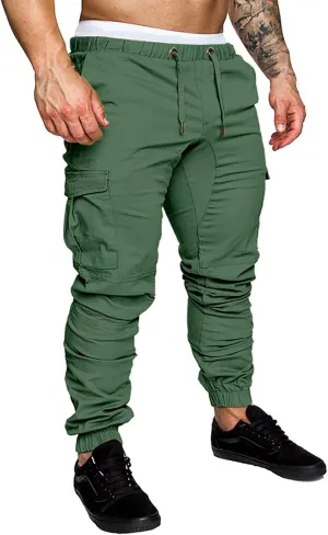 CRNTCEM Mens Slim Fit Jogging Cargo Pants Tapered Leg Casual Work Chino Pants Slim Fit Fitness Gym Bodybuilding Sweatpants