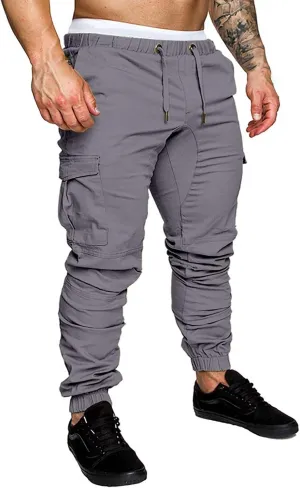 CRNTCEM Mens Slim Fit Jogging Cargo Pants Tapered Leg Casual Work Chino Pants Slim Fit Fitness Gym Bodybuilding Sweatpants
