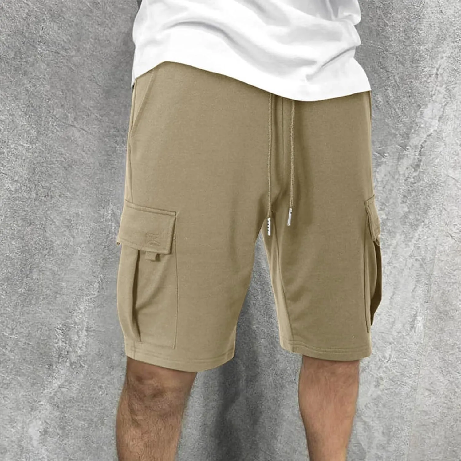 Dgoopd Cargo Shorts for Men Summer Sweat Shorts Drawstring Elastic Waist Shorts Casual Beach Shorts Athletic Gym Shorts 2025