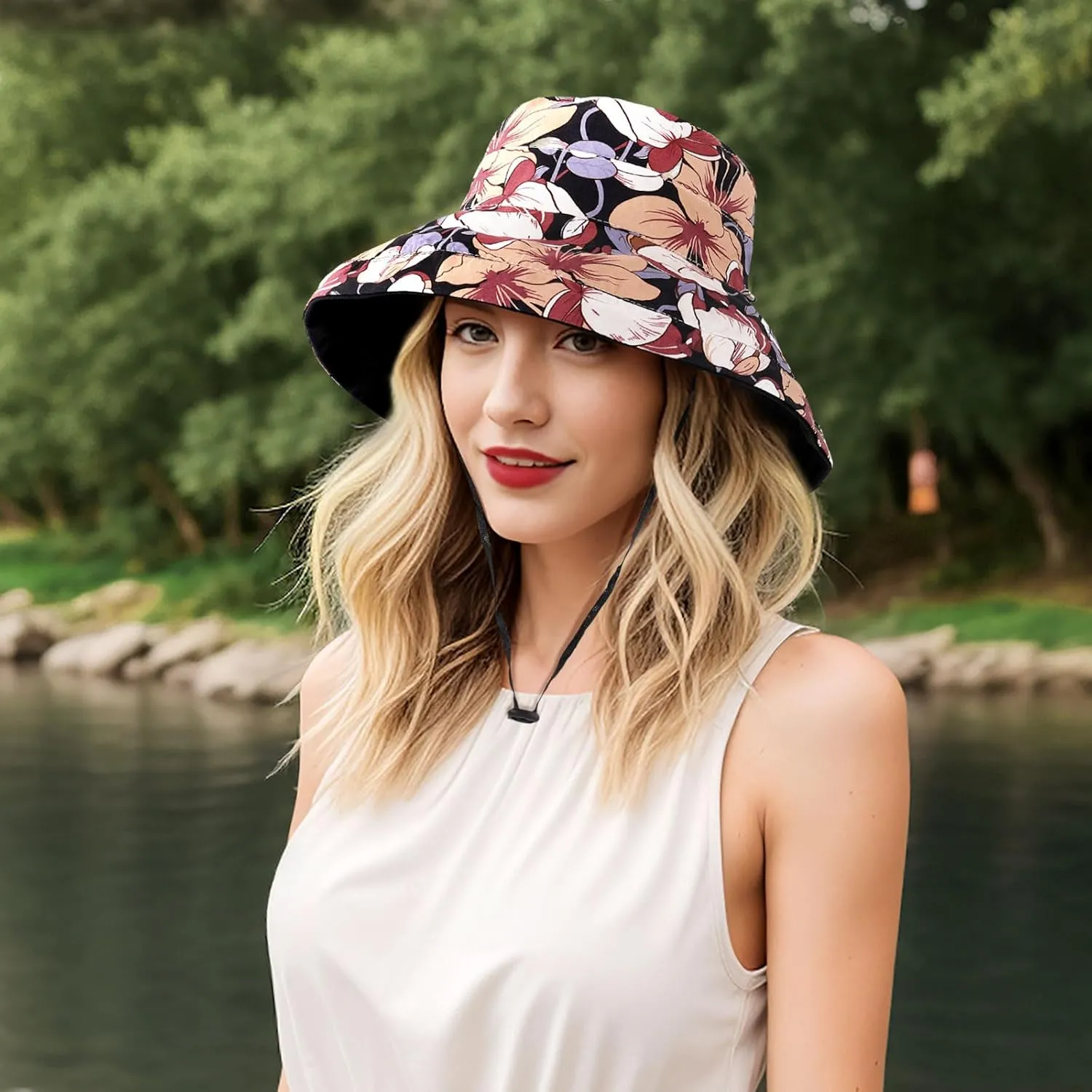 DOCILA Stylish Pleated Bucket Hat for Women Plain Cotton Lightweight Fisherman Caps Foldable Sun Visors