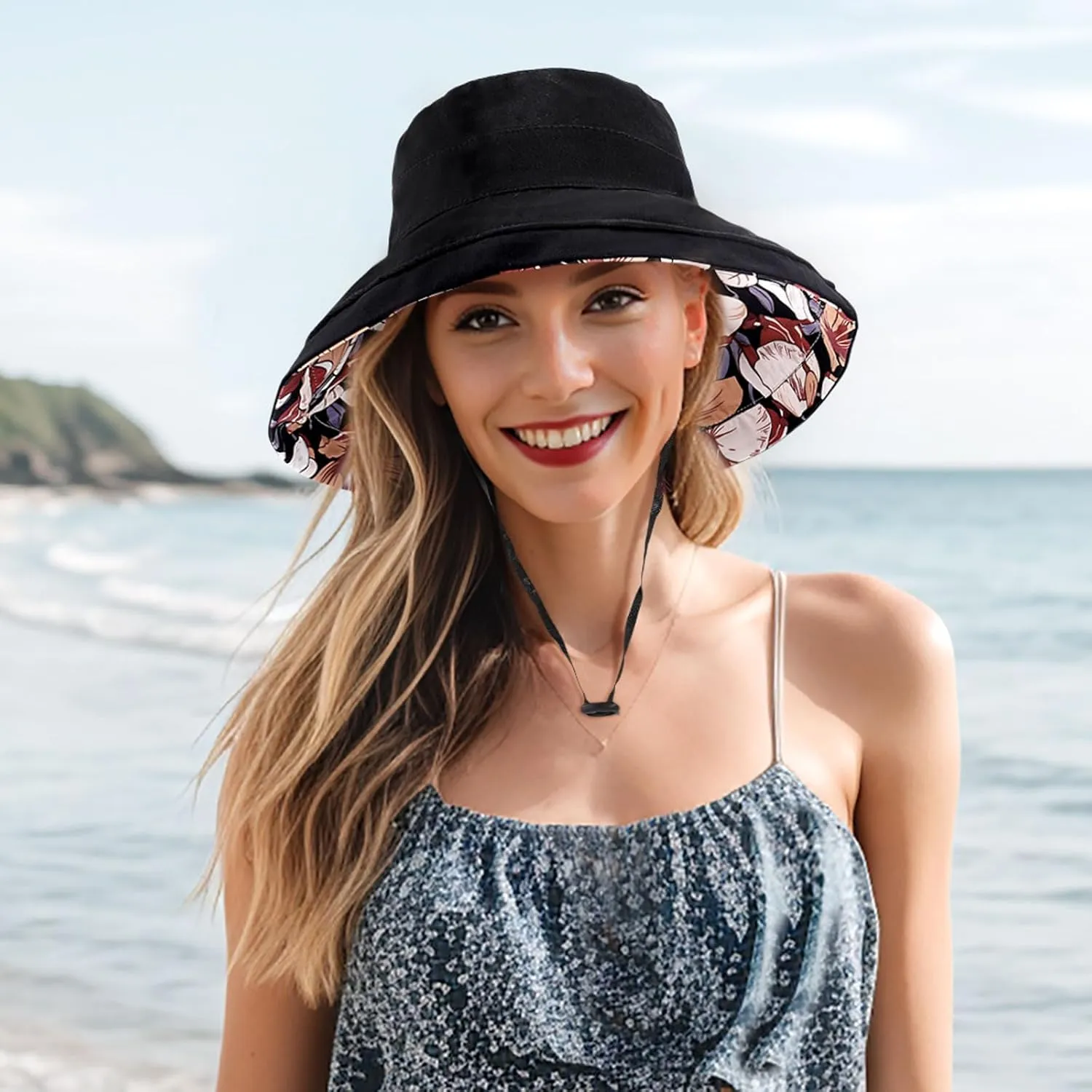 DOCILA Stylish Pleated Bucket Hat for Women Plain Cotton Lightweight Fisherman Caps Foldable Sun Visors
