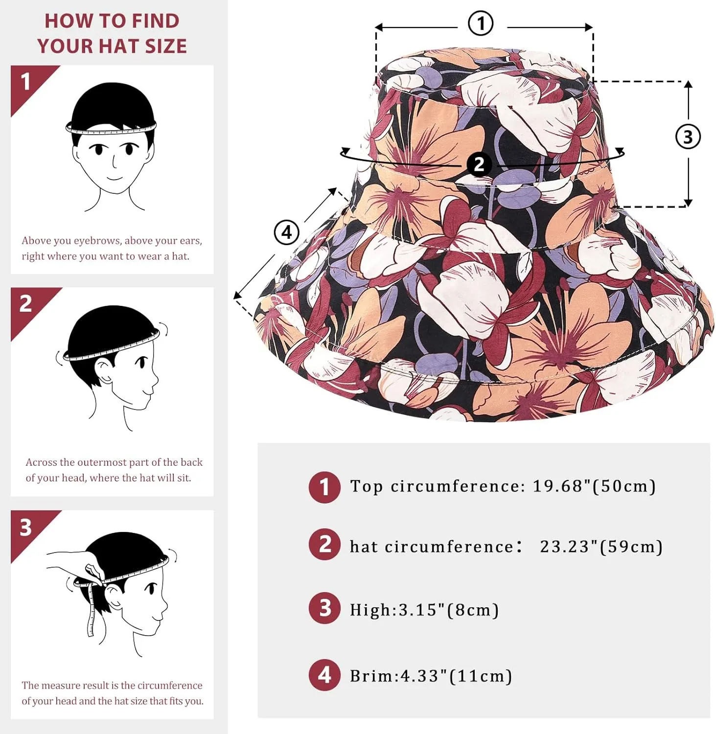 DOCILA Stylish Pleated Bucket Hat for Women Plain Cotton Lightweight Fisherman Caps Foldable Sun Visors