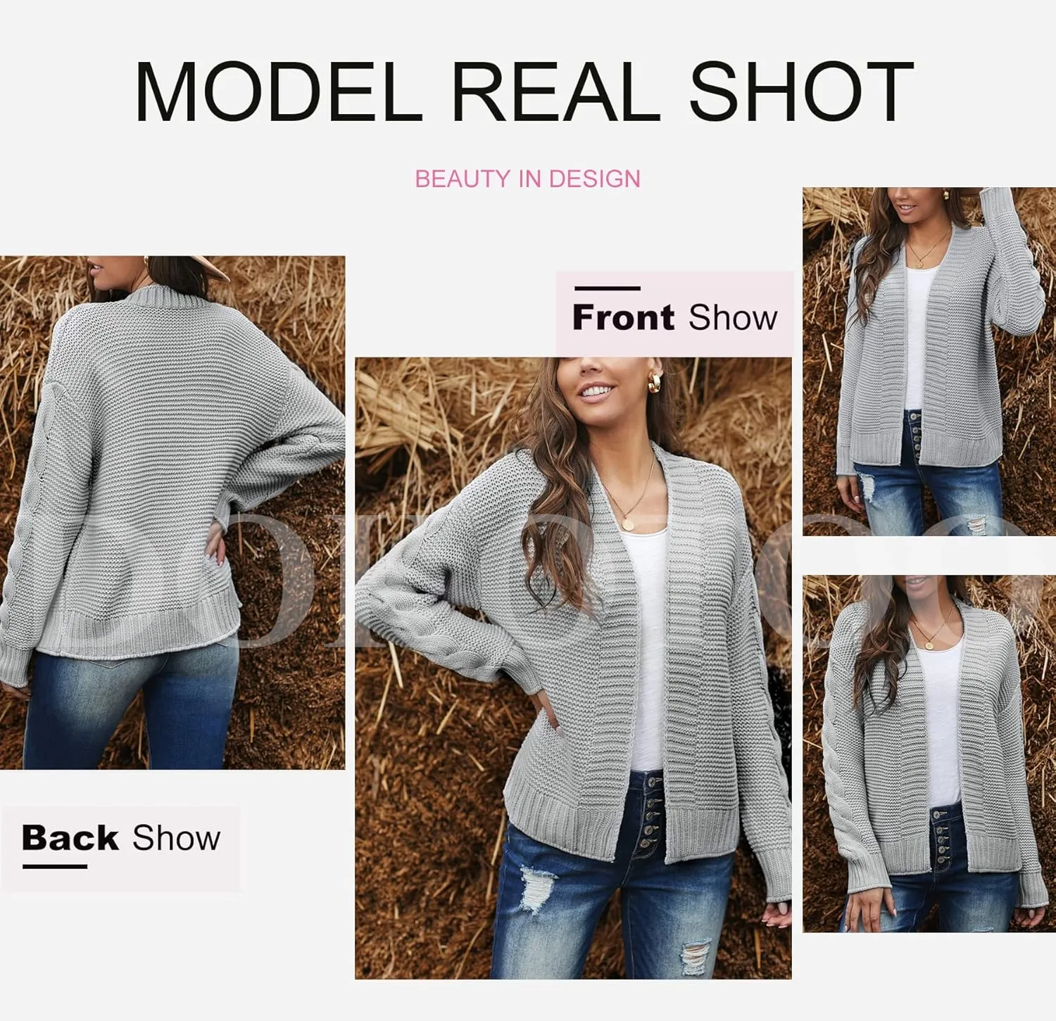 Dokotoo Womens Open Front Long Sleeve Chunky Knit Cardigan Sweaters Loose Outwear Coat